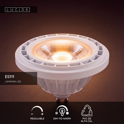 Lucide ES111 - Lámpara led - Ø 11 cm - LED Dim to warm - GU10 (MR16) - 1x12W 2200K/3000K - Blanco